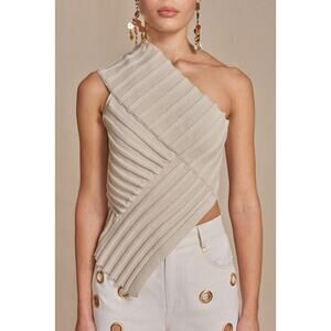 Cult Gaia 'Del' Tan Cotton Knit Top Size S